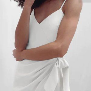 FRENCH CONNECTION WHISPER V NECK BOW ENVELOPE DRESS